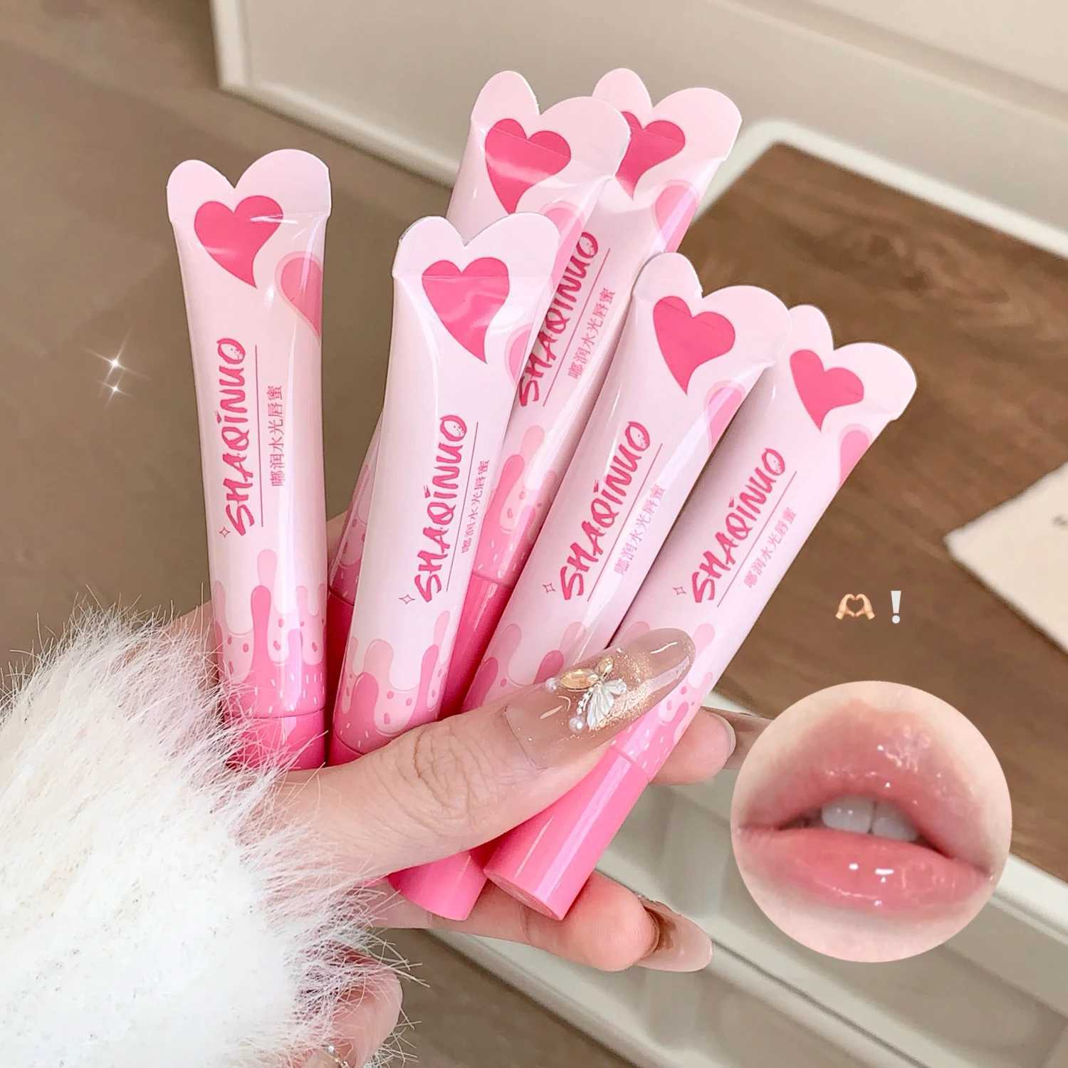 Peach Jelly Crystal lipstick Glossy Moisturizing Shining lipstick Oil lipstick Cosmetics Waterlight Liquid lipstick Coloring Makeup W250312