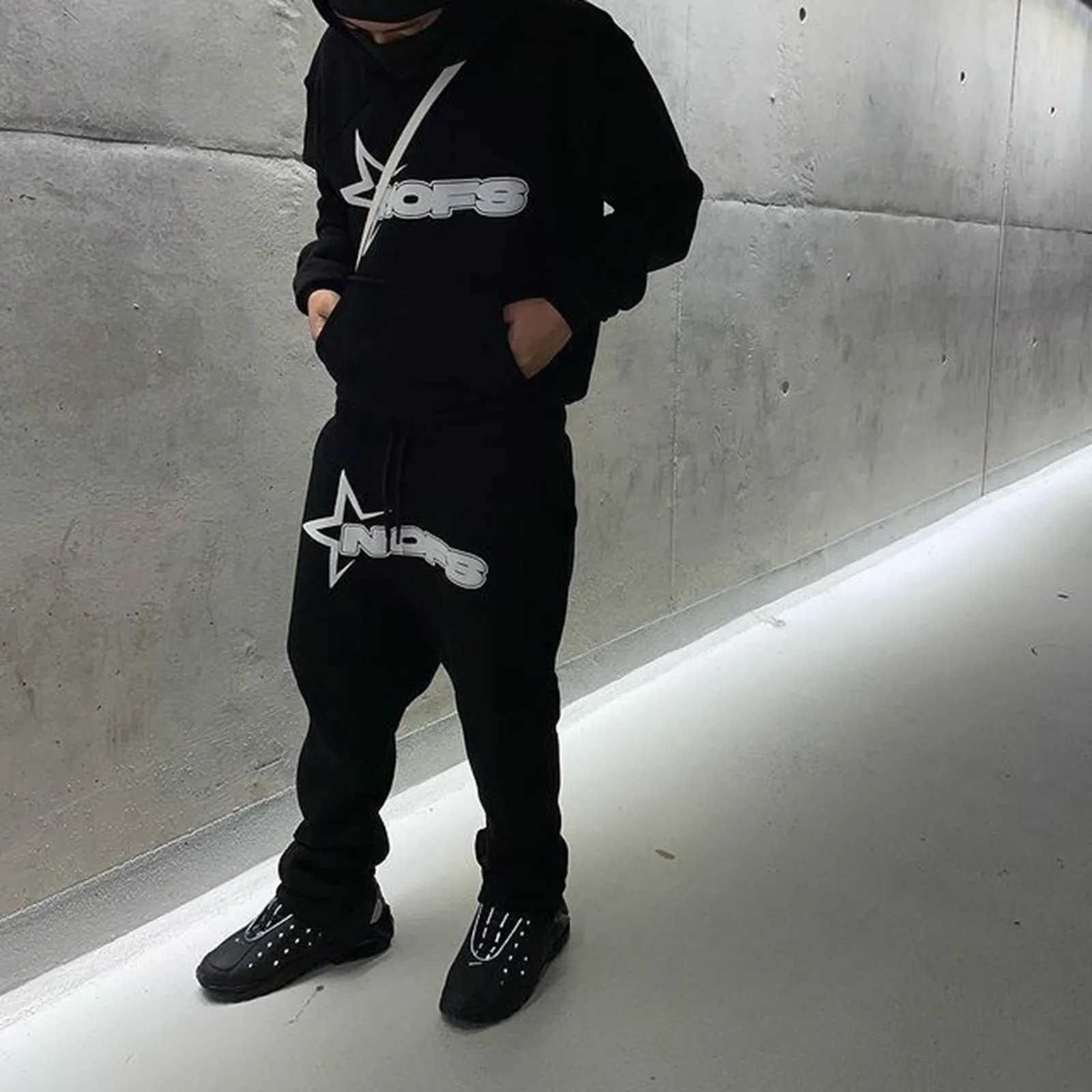 Classic American Hoodie Loose Hip Hop Skateboarding Nofs Hoodie Unisex Fall/Winter Trend Strt Sweatshirt Set X250312