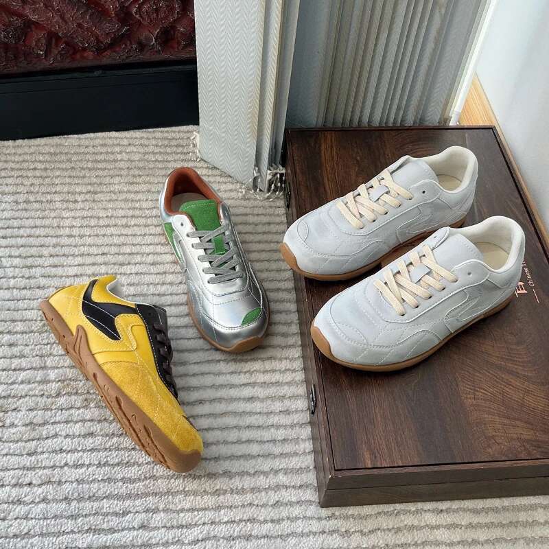 CICIYANG Women German Training Genuine Leather Flats 2025 Spring Casual Sneakers Female Matching Color Forrest Gump Shoes