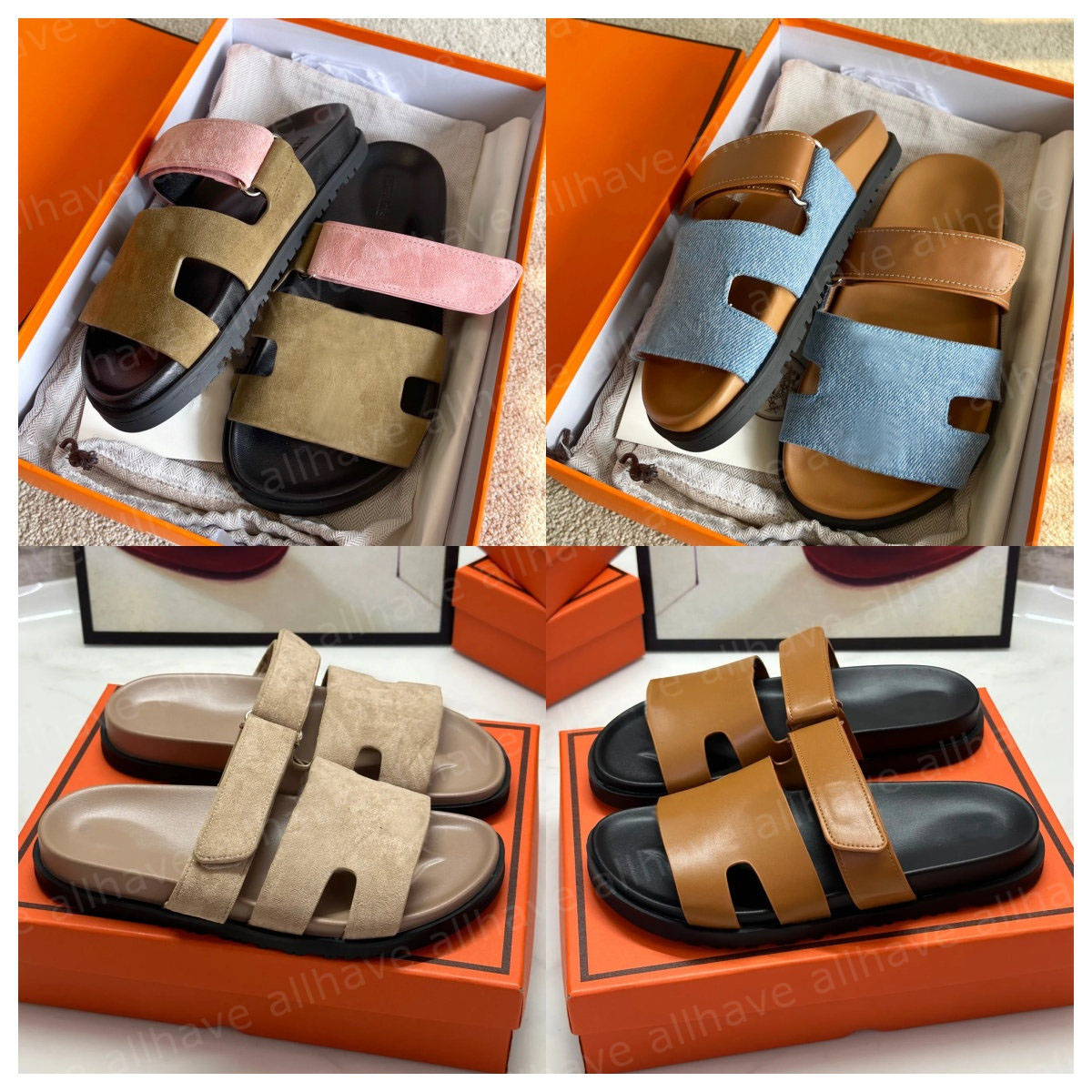 designer slide Slippers Beach Classic Flat Sandals Slide Luxury Summer Lady Leather Flip Flops Top Quality Men Women Slides sandal Size 35-44