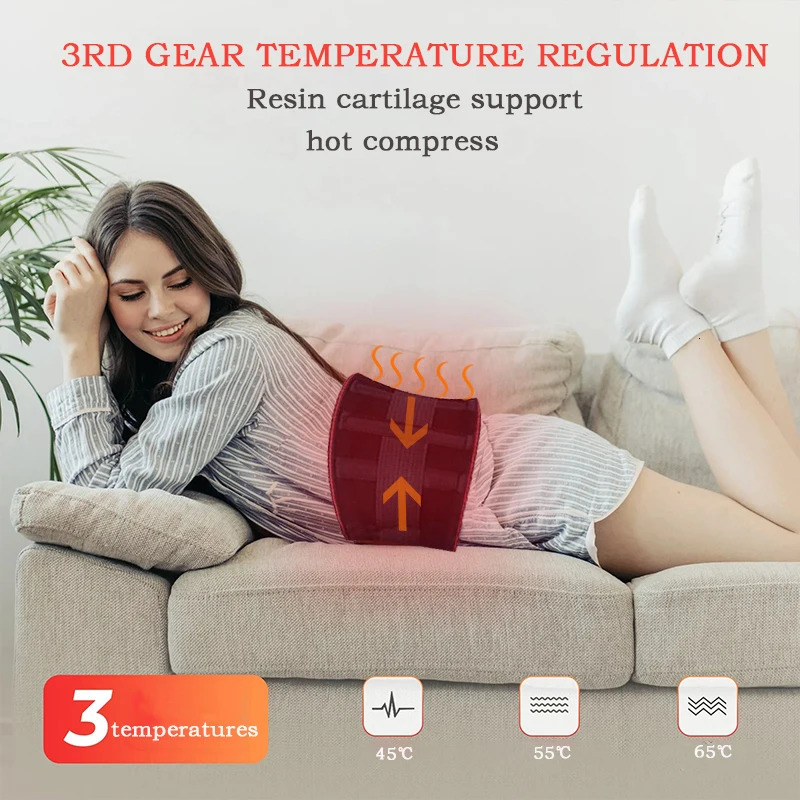Back Heat Support Belt Heating Waist Brace With Adjustable Temperature Heated Back Belt Abdomen Warmer Lumbar Support 3rd Gear 250311