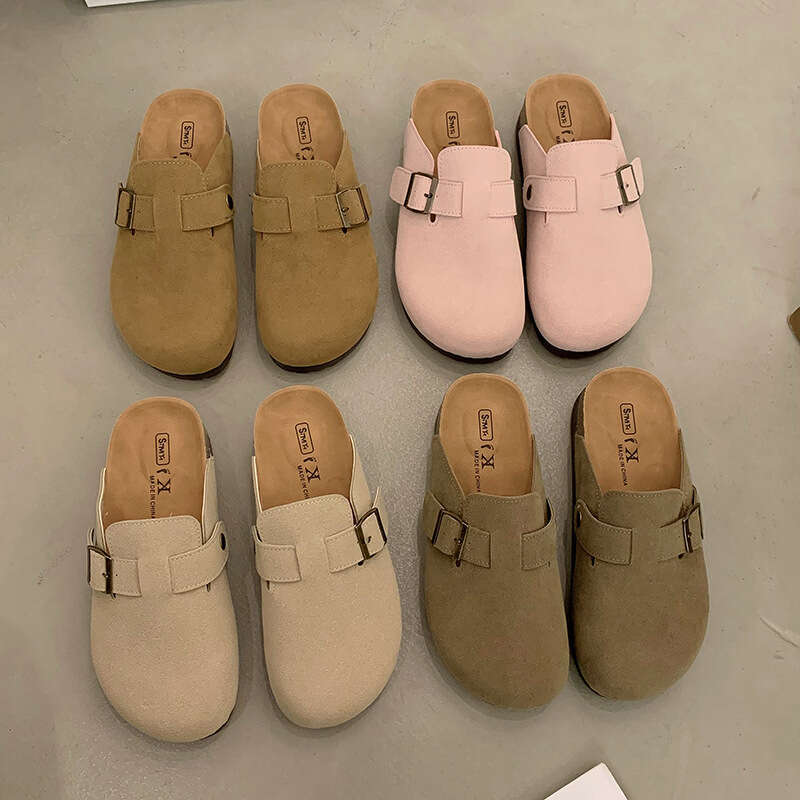 Height increasing thick soled women 2025 Spring and Autumn new style Baotou slippers Cork Boken for casual women's singles shoes