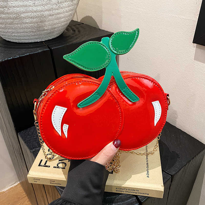 Internet Celebrity Cute Fruit Bag Style Forest Sweet Girl Fashionable Personality Cherry Shaped Crossbody Small Round Bag 250315