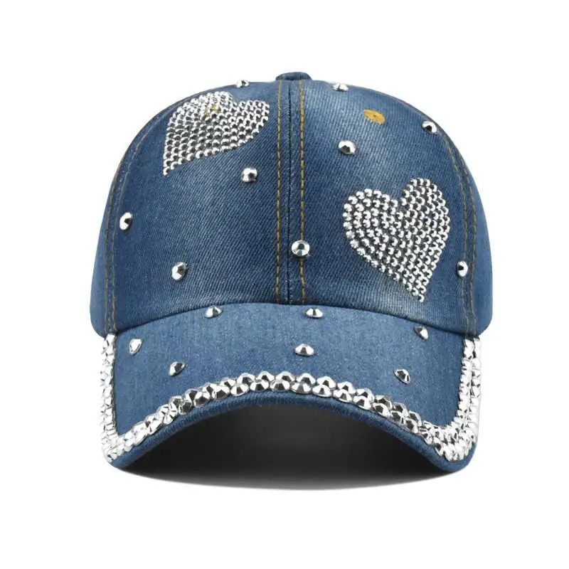 Baseball Cap Women Rivet Love Heart Cowboy Hat Summer Sunshade Fashion Vintage Hats For Casual Outdoor 250311