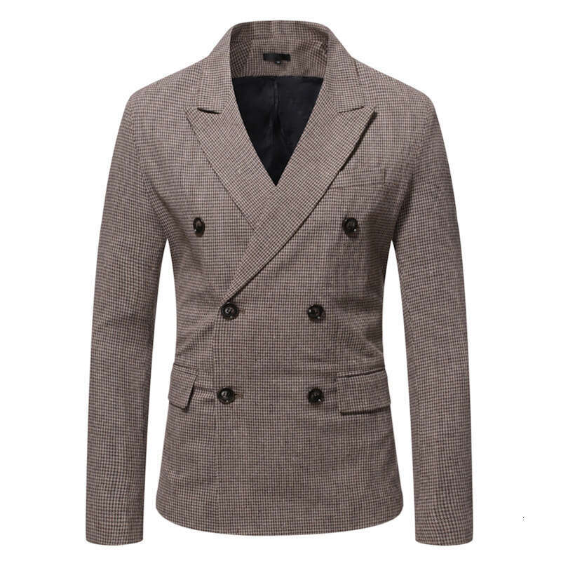 Thousand Bird Grid Large Loose Double Breasted Casual Suit Business Men's Single West