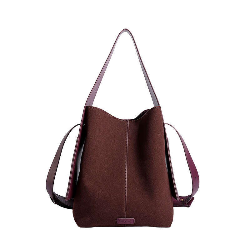 Women's Bags handbag Autumn and winter new niche design high-end tote women's large capacity soft frosted leather hanging ear bucket bag