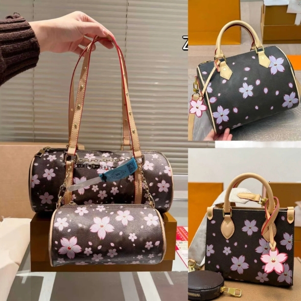 designer bags shoulder New leather takashi murakami cherry blossom handbag canvas women colorful totes bag fashion vintage lady clutch tote woman purse wallets