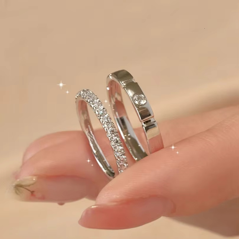 Factory Wholesale Sterling Silver S925 Moissanite Ring Couple Ring Full Diamond Wedding Ring