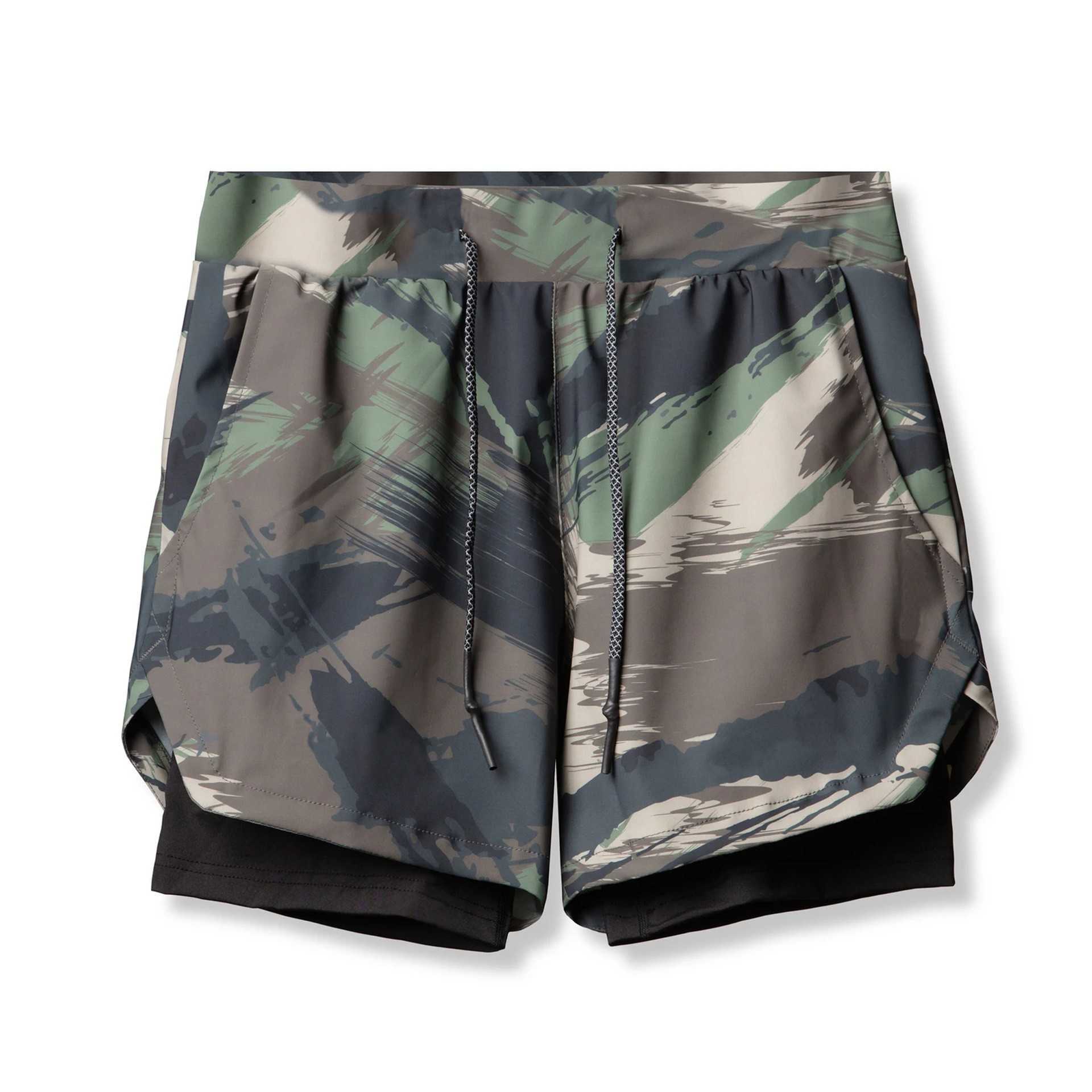 Summer fashion basketball shorts mens shorts new double-layer fitness exercise fast drying jogging five quarter pants anti awkward trend T250311