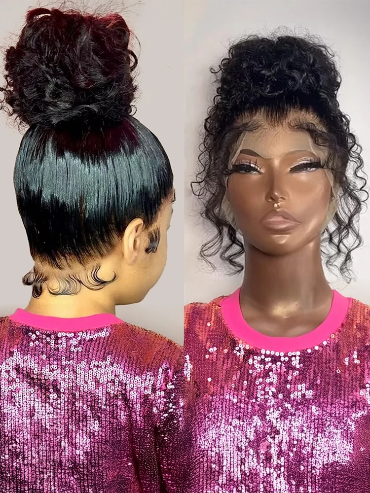Free shipping 200density Mogolian Invisi Strap HD 360 Front Human Hair Deep Curly Precut 13X6 13X4 Lace Frontal Wig Synthetic Glueless for Women