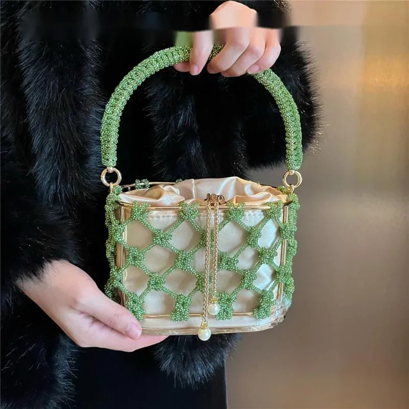 Braid Cage womens handbag niche evening bag wedding party clutch wallet shoulder cross body bag bolsa de noche 250311