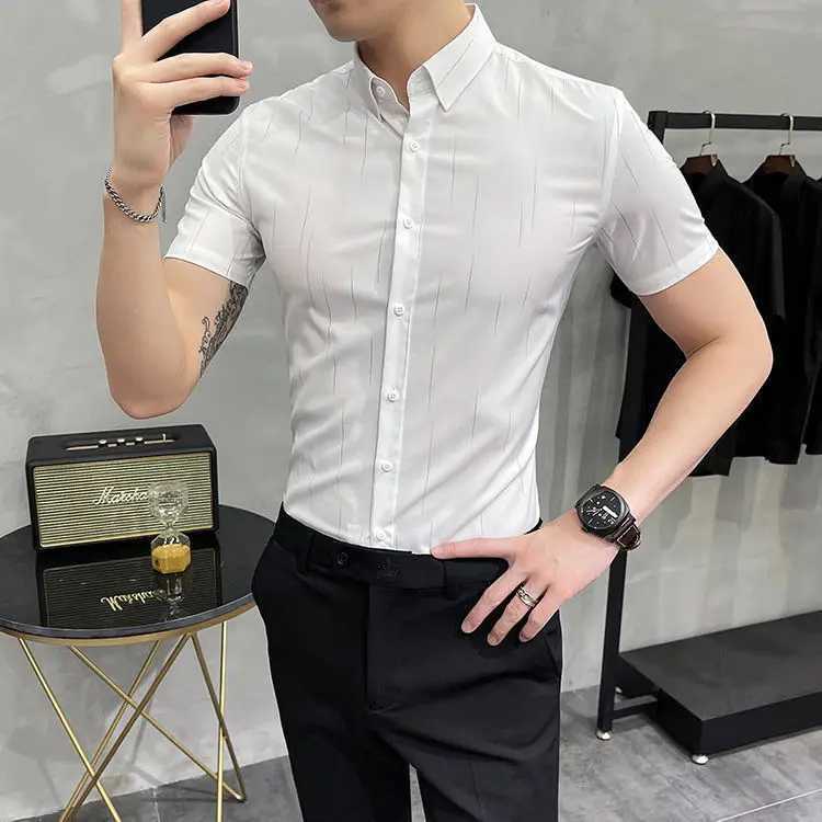 Mens Sleeping Miao Tiao Handsome Casual Business Formal Fashion Top W250312
