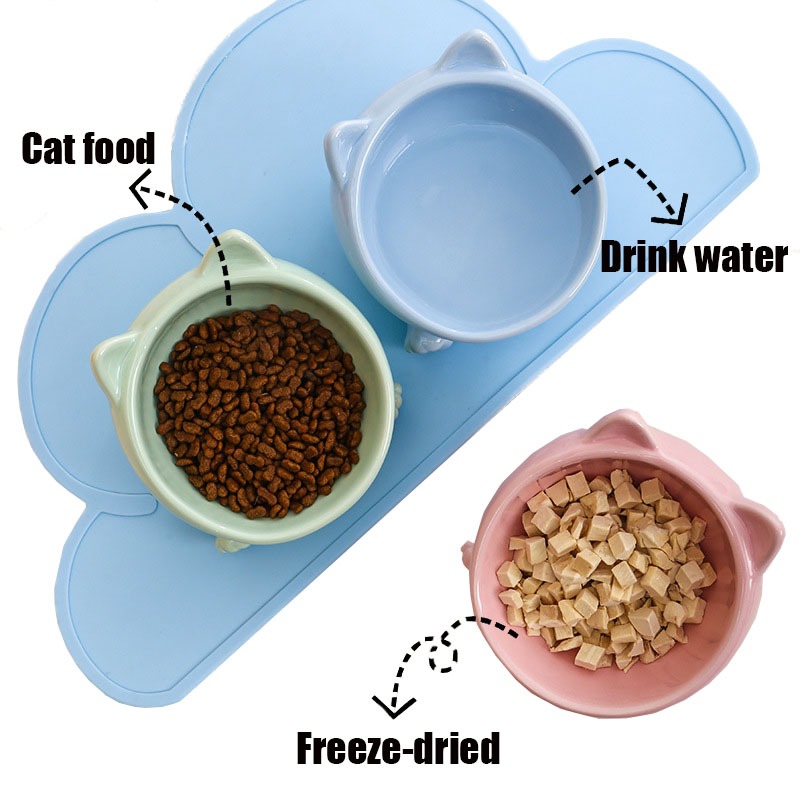 Tilted Dog Cat Food Bowl Ceramic Cat Feeder Elevated Cat Dog Tableware Drinking Fountain Protects Pet Spine Pet Supplies