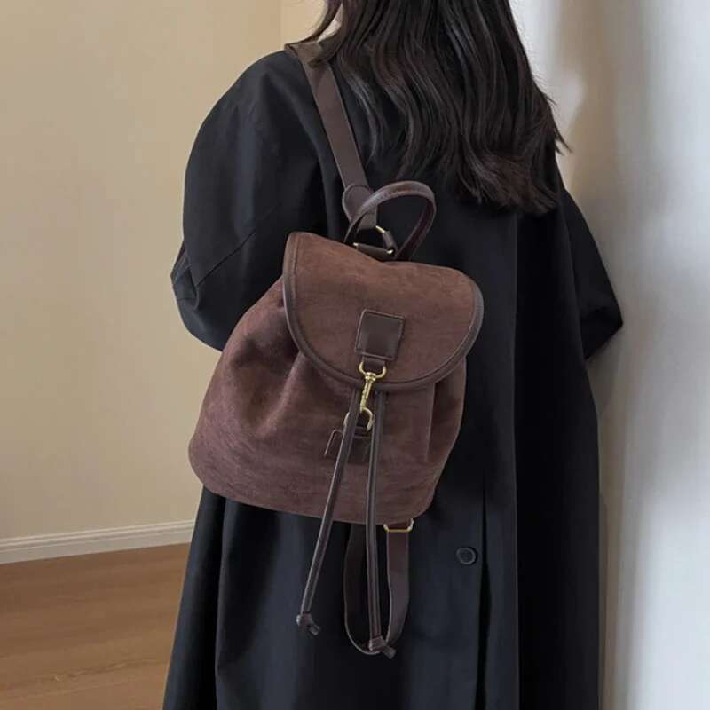 Retro Brown Travel Versatile Backpack for Women Kawaii Backpacks Back To School Bags Mochila De Hombre