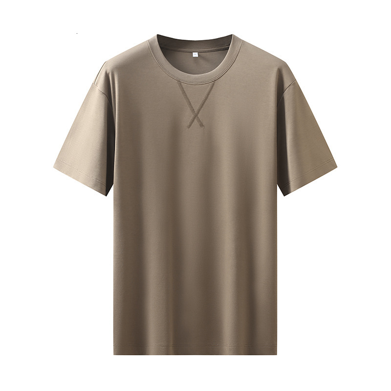 Round neck T-shirt for men, casual and versatile, loose fit clothing, liquid ammonia cotton, summer new style, minimalist men's clothing tracksui