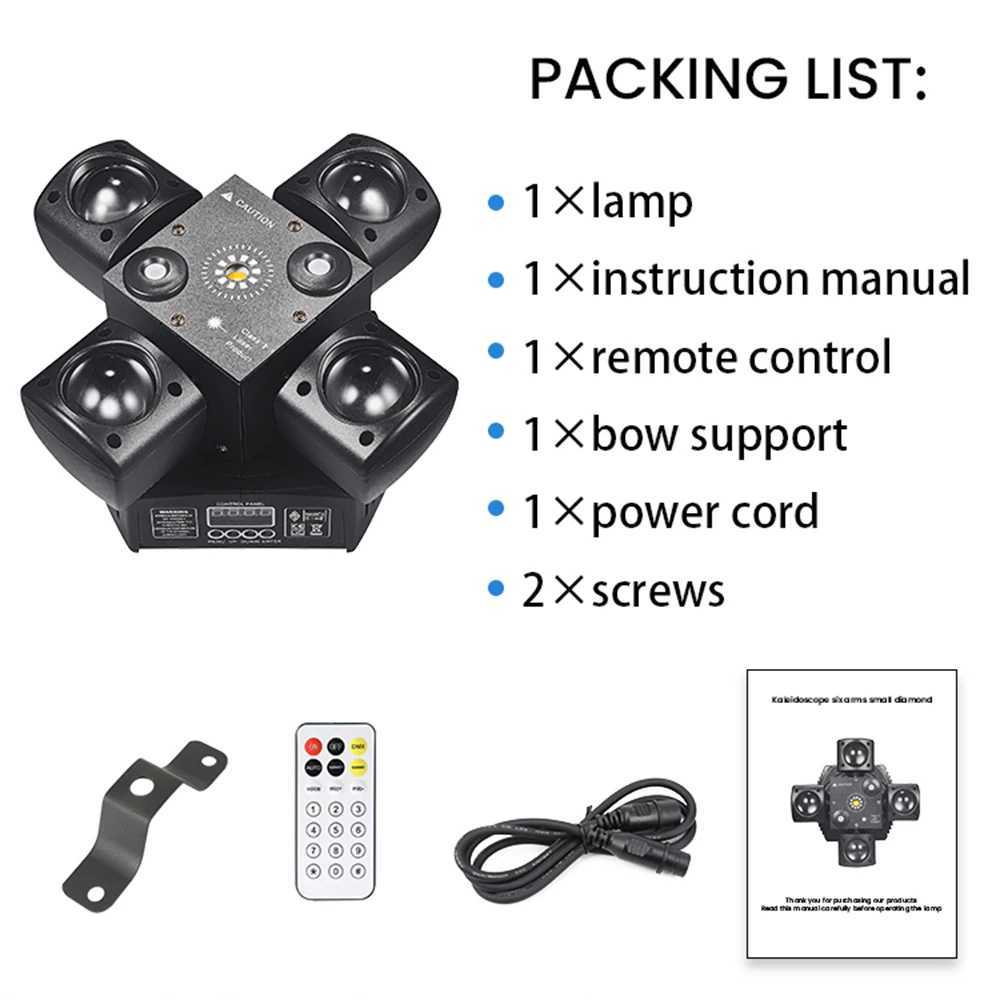 4-Arm Mini Moving Head DJ Light 48W Disco Lights Headlights LED DMX512 Beam Strobe Effect RGBW Party Night Club Stage Light X250312
