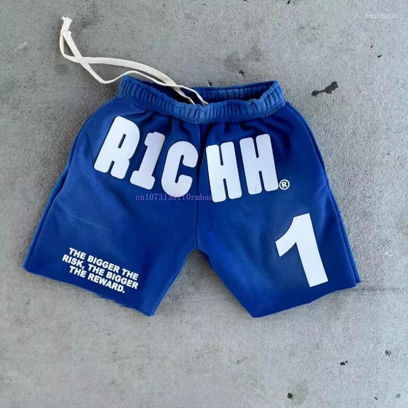 Men's Shorts Solid Color Men Women American Retro Senior Rubber Letters Printed Five Pants Summer Loose Thin Section Couple