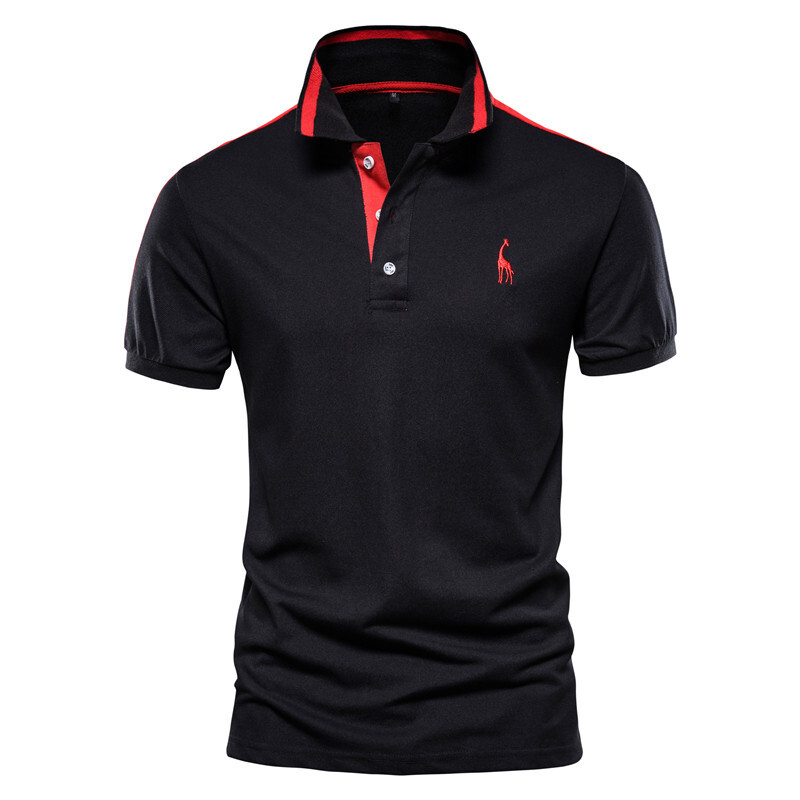 2025 New European Polo Collar Panel Golf t shirt Men's Contrast Embroidery Short Sleeve tracksuit