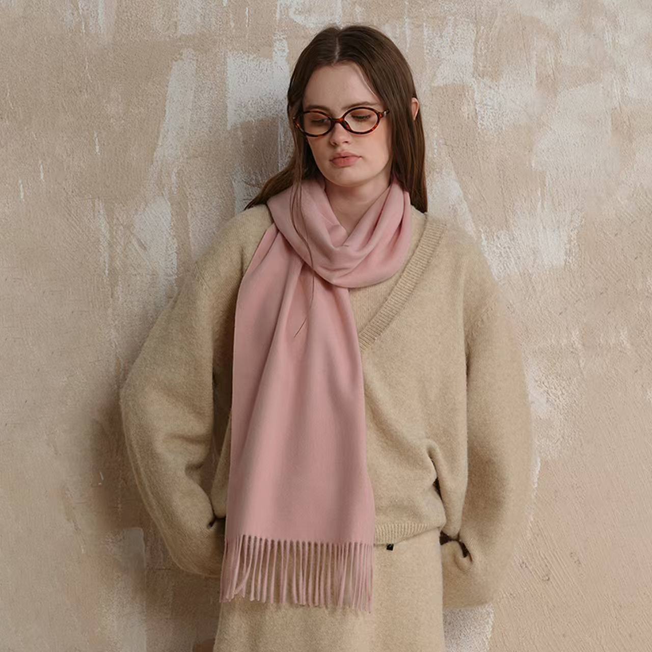 K099 Wool scarf unisex Korean classic high-grade B-match warm solid color tassel scarf female shawl autumn and winter