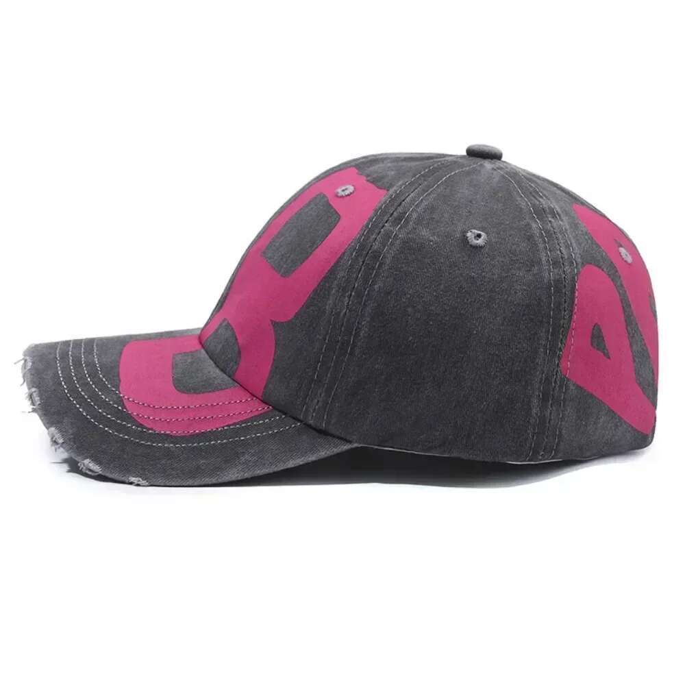 New Vintage Fashion Old Washed Denim Peaked Soft Top Printed Letter Sun Hat Women All-match Retro Baseball Cap for Men