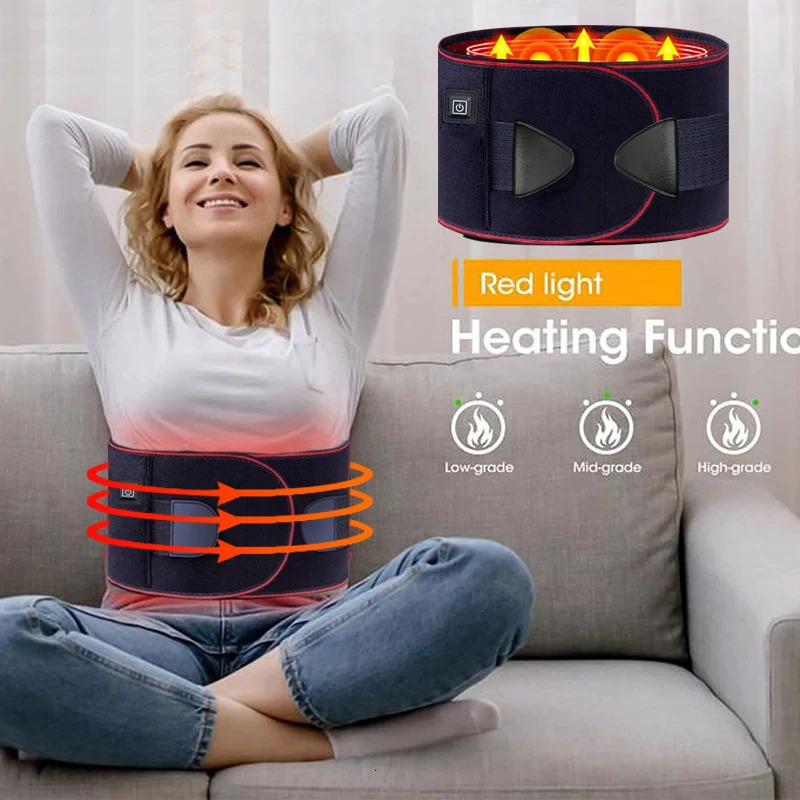 Back Heat Support Belt Heating Waist Brace With Adjustable Temperature Heated Back Belt Abdomen Warmer Lumbar Support 3rd Gear 250311