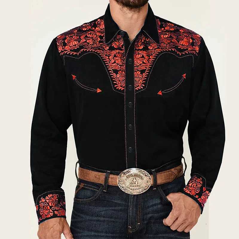 2024 New Luxury Social Mens Shirt with Collar and Button Down Casual Western Printed Top Mens Ball Cardigan W250312