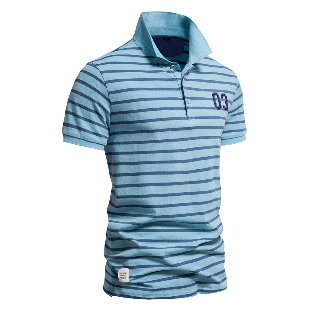 2025 Spring/Summer New European Stripe Short Sleeve t shirt Fashion Casual Men's Polo Collar Cotton Top tracksuit
