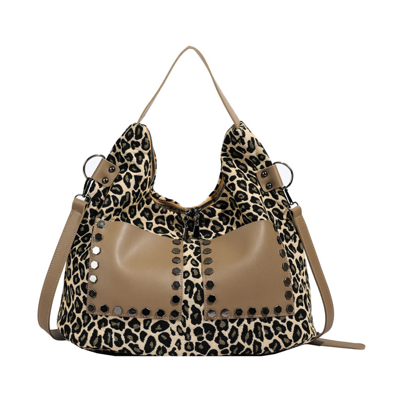 Women s Leopard Print Large Capacity Storage Bag Fashion Designer Trendy Handbag 2025 New Casual Single Shoulder Cross Armpit Bag Wallet Makeup Storag