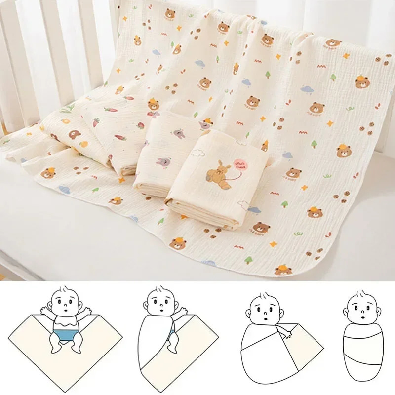 Baby Receive Blanket for born Cotton Muslin Cover Swaddle Bedding Infant Bath Towel Items Mother Kids Stuff 80cm 250304