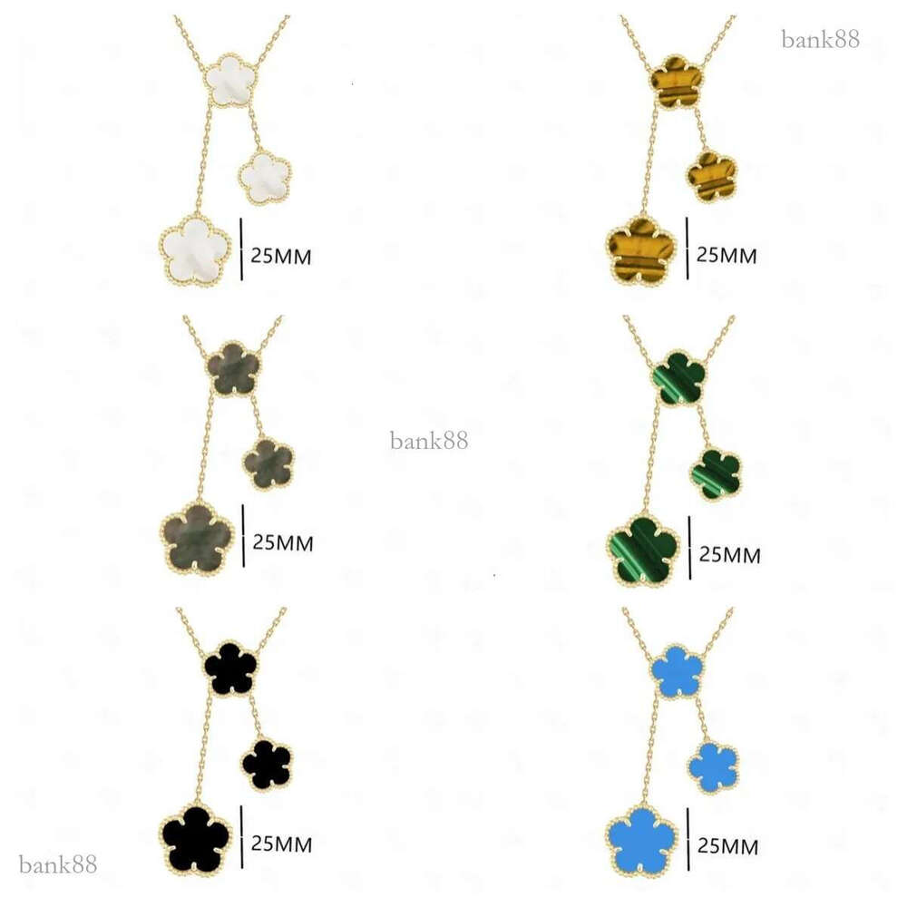 Classic 3+1 Leaf Clover Vogue Women Mother Of Pearl Pendant Copper Material Chain Plated Gold Necklace Five Wer Will Not Fade Jewelry G