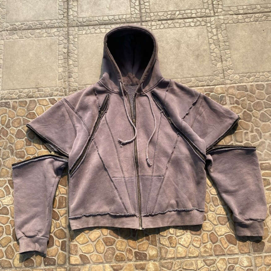 American style multi zipper design, personalized and trendy hoodie, street detachable new loose unisex hoodie