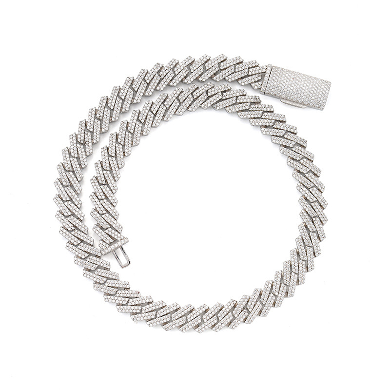 12mm Moissanite Two Rows Of Cuban Chain Bracelet Necklace S925 Silver Iced Out For Men Women Hip Hop Jewelry Pass Diamond Tester