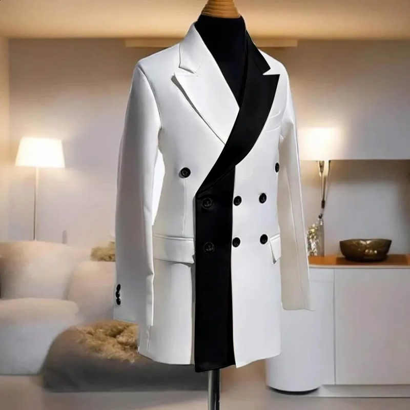 Simple Wedding Tuxedos Double Breasted Men Suit Notched Lapel 1 Piece Set Jacket Fashion Groom Business Blazers Customized