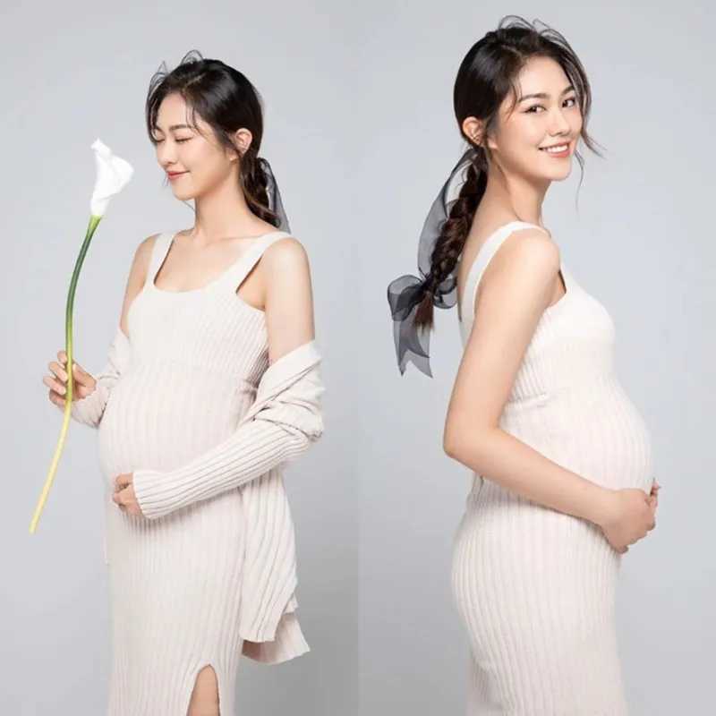 Maternity Dress for Women Pregnant Dresses Photography Casual Long Sleeve Solid Color Sexy Tight Jersey Dress Clothes VestidosT250311