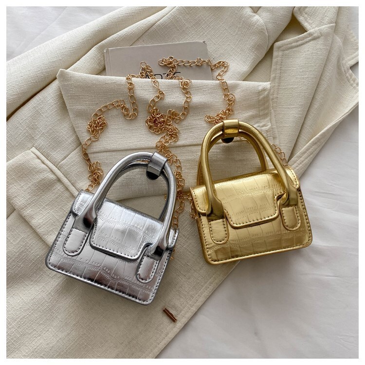 Fashion Designer Women s Hand held Light Luxury Trendy Hand held Stone Patterned Small Square Bag Mini Patent Leather Smooth Crossbody Bag Casual Wall