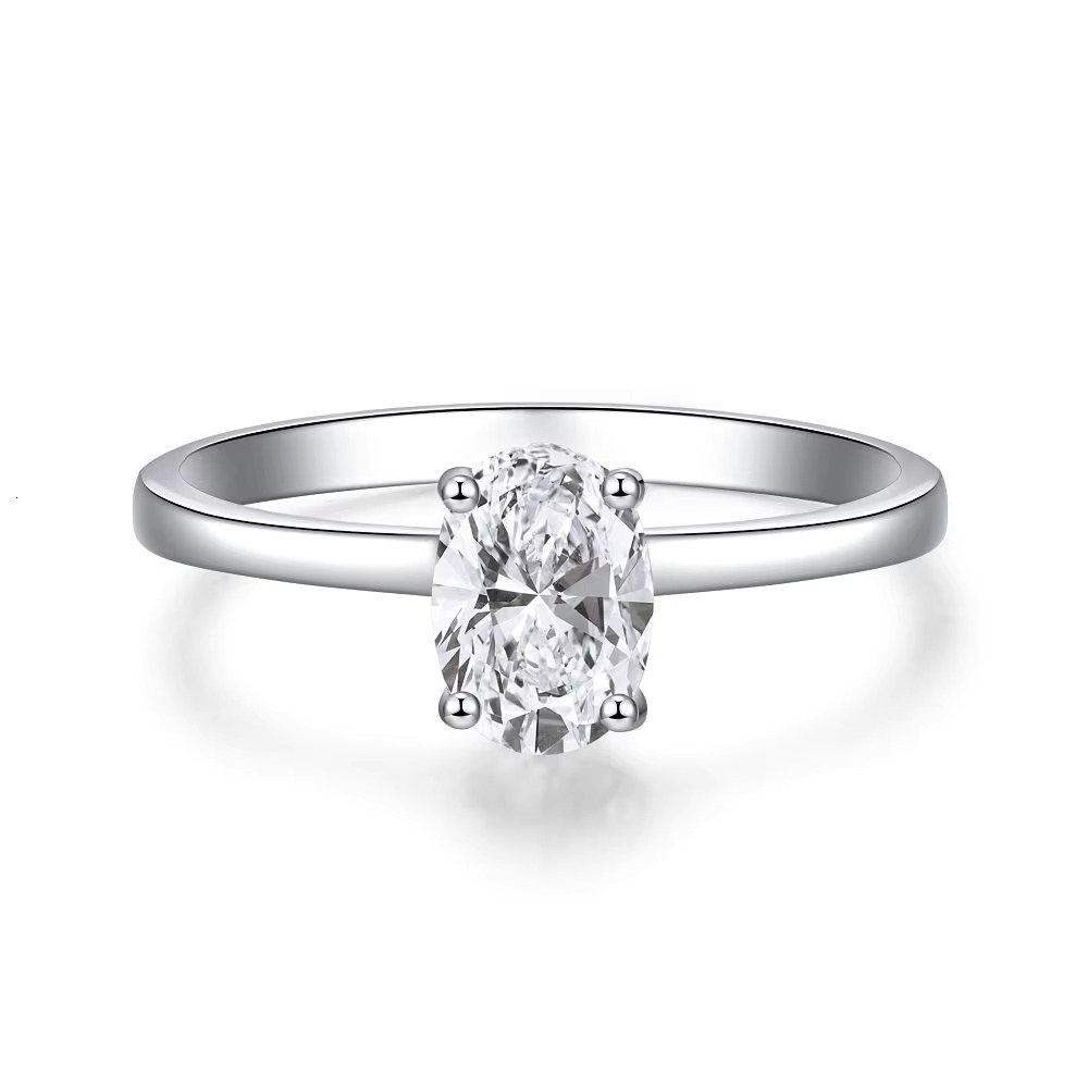 8Custom 8A Cubic Zirconia Oval Cut Diamond 925 Sterling Silver Promise Ring Eternity Band Engagement Wedding Rings Jewelry Women