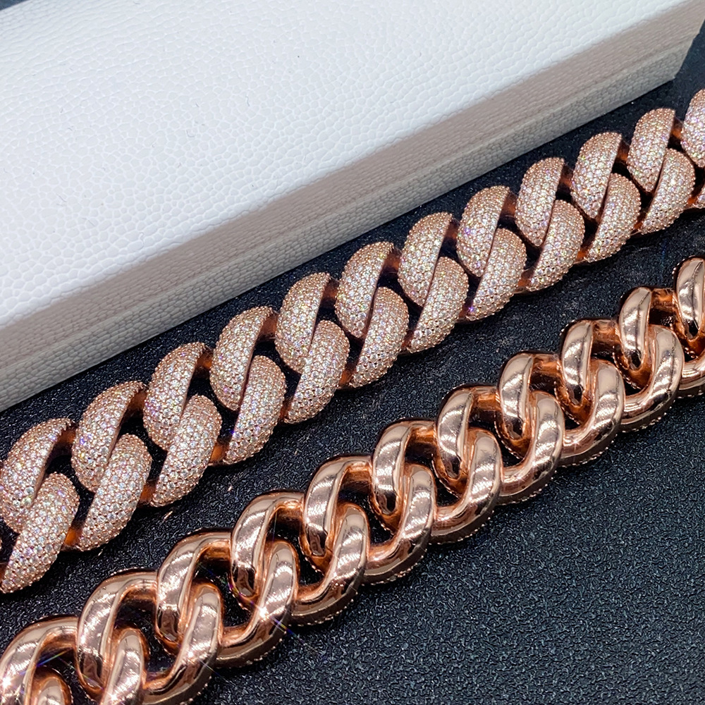 20mm Five Rows Of Moissanite Cuban Chain Bracelet Necklace S925 Silver Iced Out For Men Hip Hop Jewelry Pass Diamonds Tester