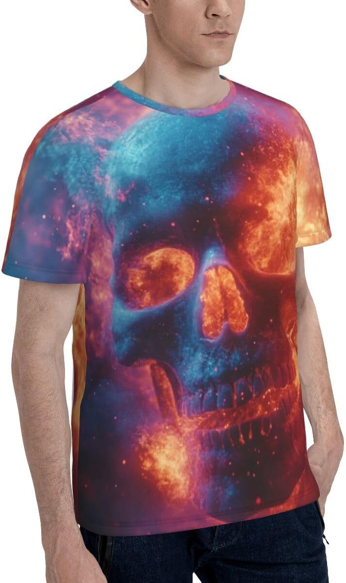 Mens T shirt Flame Skull 3D Pattern Printed Unisex T-Shirts Novelty Burning Skull Graphic Men Women Short Sleeves Top tee Casual tops summer clothes