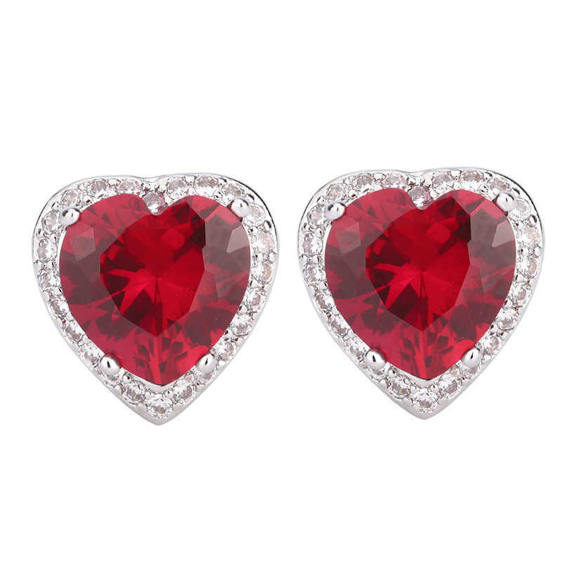 2024 New Zhuangsheng Simulation Red Corundum Heart Shaped Light Luxury Set 15 * 15-12 * 12-9 * 9 W250312
