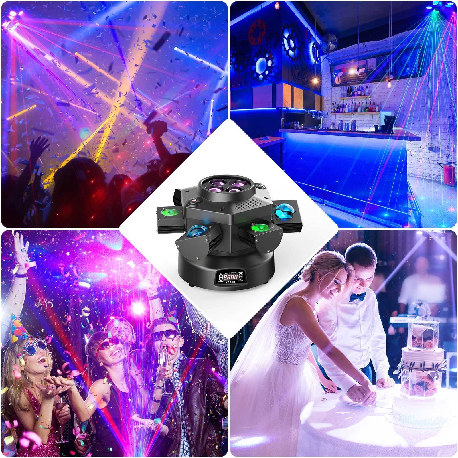 Fieryzeal 150W six arm mobile head dance table lamp DMX512 effect lamp 4IN1 LED RGBW beam cleaning lamp used for DJ disco party concerts X250312