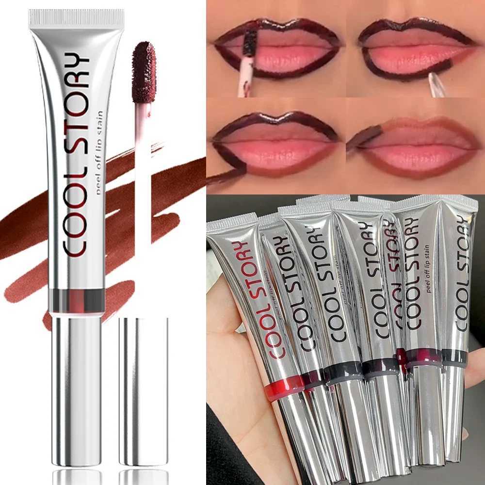 Matte peeling enhanced lip line tattoo waterproof natural and long-lasting tearing lip dyeing high pigment makeup 9 colors W250312