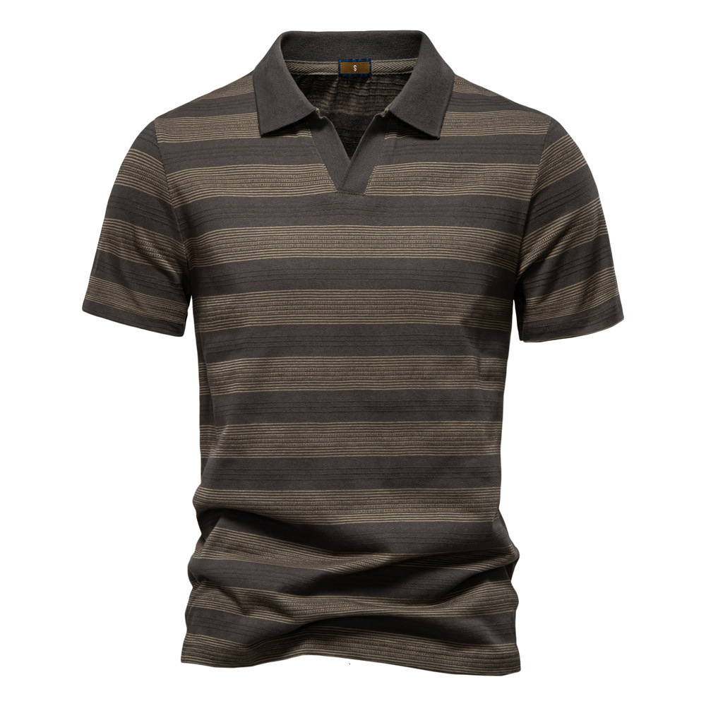2025 tracksuit Spring/Summer New Striped Collar Men's t shirt Fashion Casual Short Sleeve European Cotton Polo Men