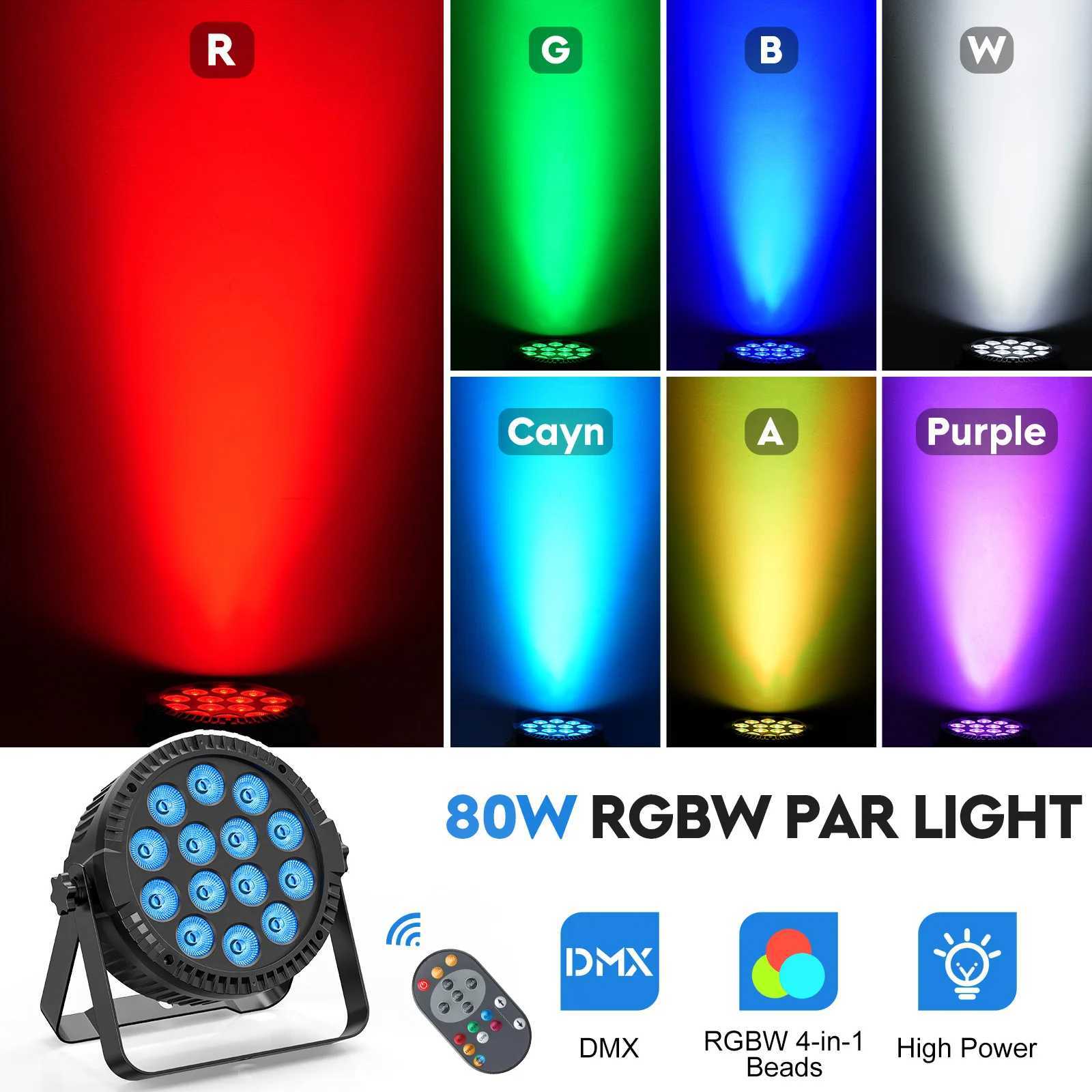 UKing 4PCS 80W Par Light 4in1 RGBW 14 LED Stage Effect Light DMX512 Remote Control Flat Light Used for KTV DJ Disco Bar Stage Light X250312