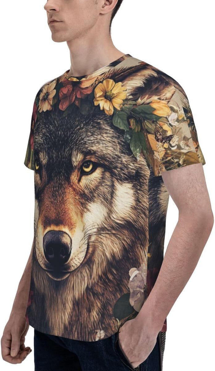 Mens T shirt Gray Wolf 3D Pattern Printed Unisex T-Shirts Novelty Floral Animal Graphic Men Women Short Sleeves Top tee Casual tops summer clothes