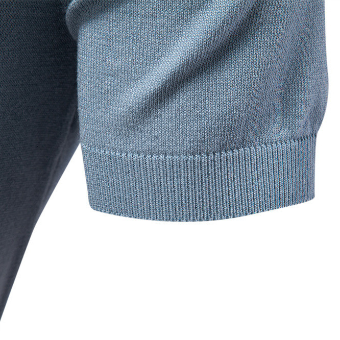 2025 Summer New Men's Short sleeved Knitted t shirt with Color blocked Collar for Casual Polo Men tracksuit
