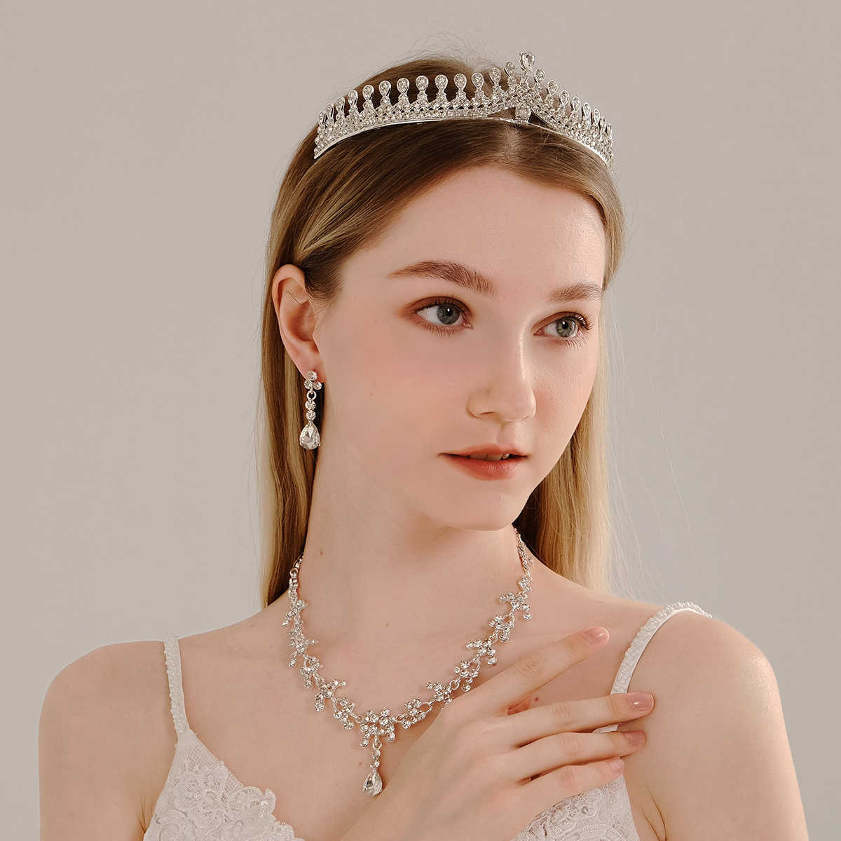 Jewelry Set Necklace Earrings Crown Wedding 3-Piece Set Wedding Dress Banquet Bridal Accessories W250312