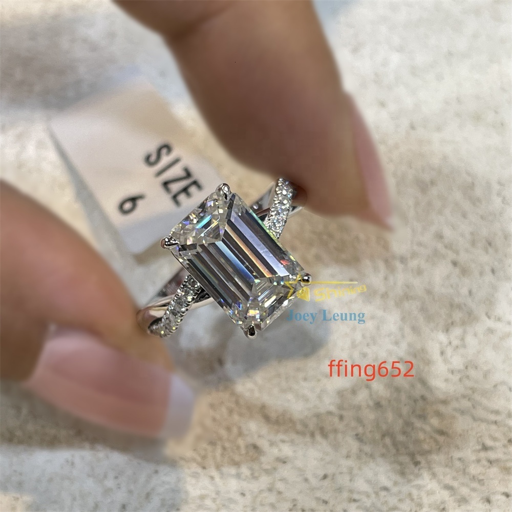 Moissanite Jewelry Custom Diamond Wedding Ring Women S925 /10K Solid Gold Fine Jewelry Emerald Cut Moissanite Engagement Ring
