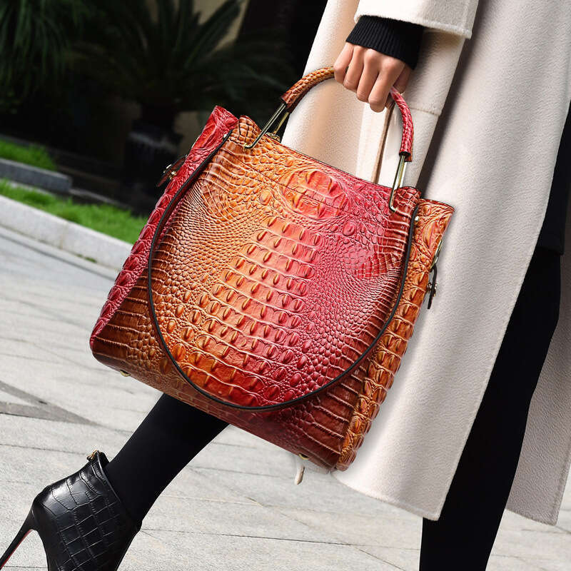Women's Bags Handbag New Tote Fashionable Texture Colorful Crocodile Pattern Bucket Women's Bag