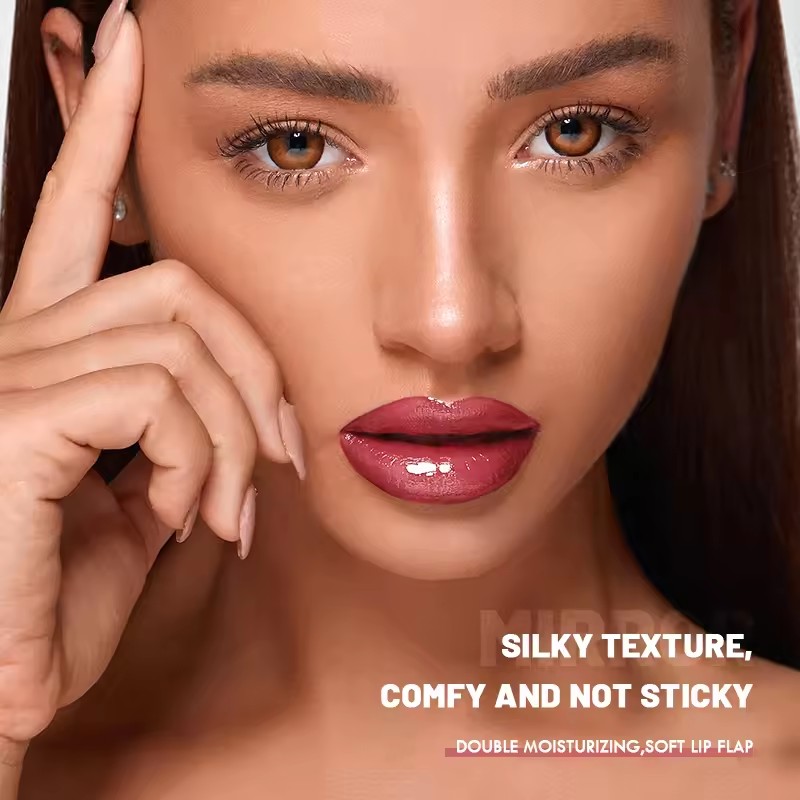 Crystal Clear Drill Light Mirror Glaze Lip Gloss, Long-lasting Non-stick High Pigmented Semi-matte,Moisturizing Girl Lip Gloss