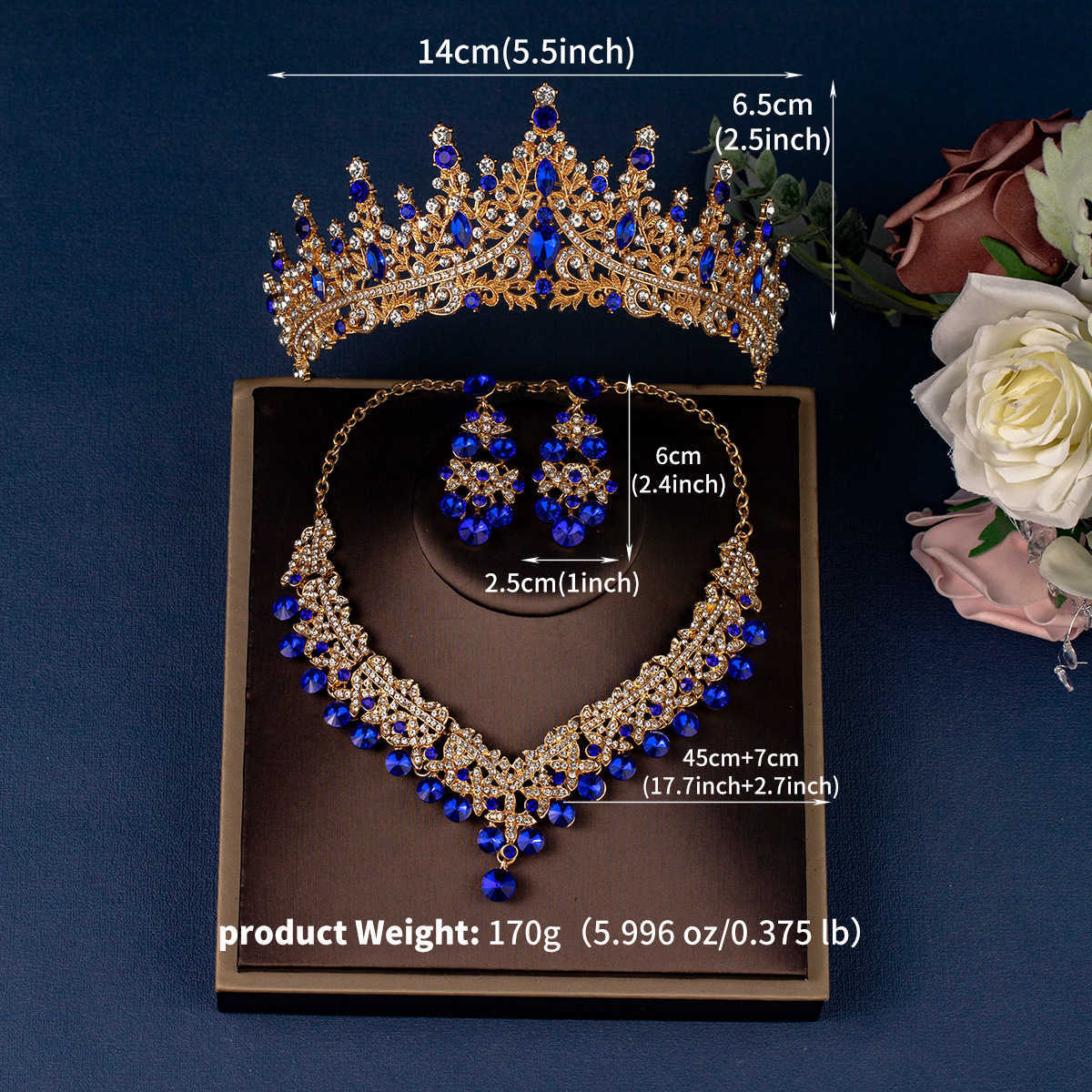 Wedding Accessories Crown Necklace Earring Set Luxury Ball Party Decoration Bridal Jewelry Three Piece Set W250312